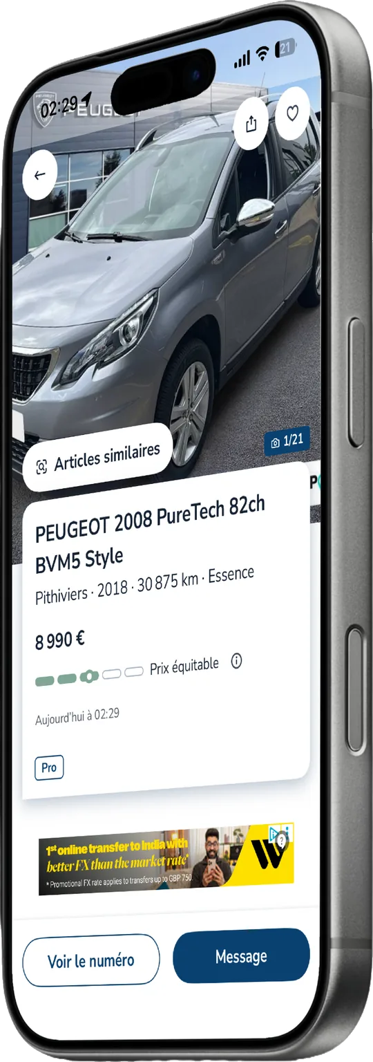 Annonce Peugeot 2008 vue sur mobile
